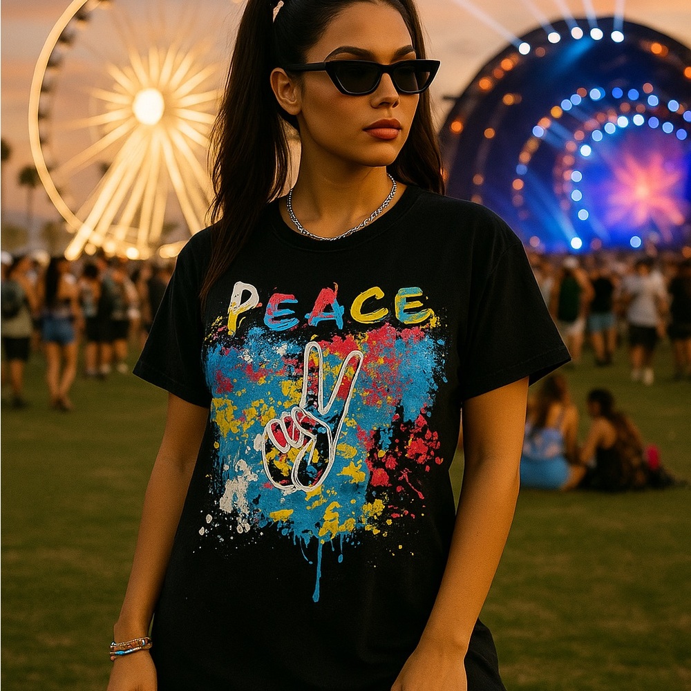 PEACE Graphic Tee | Colorful Y2K Street Style